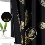 Estelar Textiler Black Blackout Curtains for Bedroom 84 Inches Long, Room Darkening Grommet Thermal Insulated Curtains for Living Room, Light Blocking Drapes with Gold Print Design,52Wx84L,2 Panels