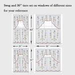 GOHD 3pcs Farmhouse Kitchen Cafe Curtain Set Air Brushed by Hand of Flowers and Butterfly Design on Thick Satin Fabric (Daisy Swing)