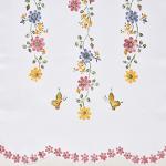 GOHD 3pcs Farmhouse Kitchen Cafe Curtain Set Air Brushed by Hand of Flowers and Butterfly Design on Thick Satin Fabric (Daisy Swing)