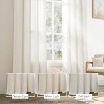 Jowels Natural Cream Linen Curtains 90 Inch Length 2 Panels for Living Room Bedroom, Light Filtering Sheer Curtains 90 Inches, Modern Farmhouse Grommet Semi Sheer Soft Privacy Drapes