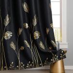 Estelar Textiler Black Blackout Curtains for Bedroom 84 Inches Long, Room Darkening Grommet Thermal Insulated Curtains for Living Room, Light Blocking Drapes with Gold Print Design,52Wx84L,2 Panels