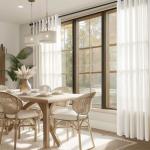 Jowels Natural Cream Linen Curtains 90 Inch Length 2 Panels for Living Room Bedroom, Light Filtering Sheer Curtains 90 Inches, Modern Farmhouse Grommet Semi Sheer Soft Privacy Drapes