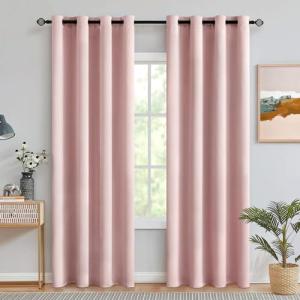 MIULEE Light Pink Room Darkening Curtains Thermal Insulated Drapes Solid Window Treatment Set Grommet Top Light Blocking Blackout Curtain for Living Room/Bedroom 2 Panels 52 x 84 inch Baby Pink