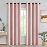 MIULEE Light Pink Room Darkening Curtains Thermal Insulated Drapes Solid Window Treatment Set Grommet Top Light Blocking Blackout Curtain for Living Room/Bedroom 2 Panels 52 x 84 inch Baby Pink