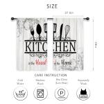 Riyidecor Rustic Black White Kitchen Curtains Short Small Funny Quotes Farmhouse Wooden Plank Wood Knife and Spoon Rod Pocket Country Farm Bedroom Living Room Treatment Fabric 2 Panels 27.5Wx39H Inch