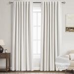 Cream Linen Blackout Curtains 84 inch Length 2 Panels Set for Bedroom Thermal Insulated 100% Blackout Linen Drapes Back Tab Neutral Rustic Farmhouse Block Out Room Darkening Window Curtains Ivory