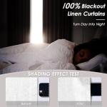 Cream Linen Blackout Curtains 84 inch Length 2 Panels Set for Bedroom Thermal Insulated 100% Blackout Linen Drapes Back Tab Neutral Rustic Farmhouse Block Out Room Darkening Window Curtains Ivory