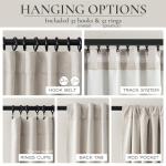 100% Blackout Curtains 84 Inch Length 2 Panels Set Farmhouse Style for Bedroom Windows/Living Room Thermal Insulated Neutral Boho Drapes Linen Blend Natural Ivory 7ft Long Hook Belt Pleated/Back Tab