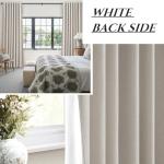 100% Blackout Curtains 84 Inch Length 2 Panels Set Farmhouse Style for Bedroom Windows/Living Room Thermal Insulated Neutral Boho Drapes Linen Blend Natural Ivory 7ft Long Hook Belt Pleated/Back Tab