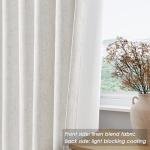 Cream Linen Blackout Curtains 84 inch Length 2 Panels Set for Bedroom Thermal Insulated 100% Blackout Linen Drapes Back Tab Neutral Rustic Farmhouse Block Out Room Darkening Window Curtains Ivory