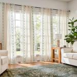 jinchan Boho Curtains for Bedroom Sage Green Vintage Floral Farmhouse Curtains 84 Inches Long Linen Blend Drapes for Living Room Embroidered Light Filtering Drapes Sage on Beige 2 Panels