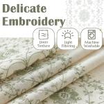 jinchan Boho Curtains for Bedroom Sage Green Vintage Floral Farmhouse Curtains 84 Inches Long Linen Blend Drapes for Living Room Embroidered Light Filtering Drapes Sage on Beige 2 Panels