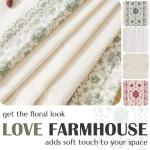 jinchan Boho Curtains for Bedroom Sage Green Vintage Floral Farmhouse Curtains 84 Inches Long Linen Blend Drapes for Living Room Embroidered Light Filtering Drapes Sage on Beige 2 Panels