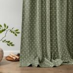MIULEE Decorative Back Tab Linen Curtains with Geometric Pattern for Living Room Bedroom Farmhouse Rustic Thick Woven Textured Patterned Mudcloth Drapes 84 Inches Long 2 Panels Set, Olive Green