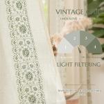 jinchan Boho Curtains for Bedroom Sage Green Vintage Floral Farmhouse Curtains 84 Inches Long Linen Blend Drapes for Living Room Embroidered Light Filtering Drapes Sage on Beige 2 Panels