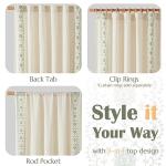 jinchan Boho Curtains for Bedroom Sage Green Vintage Floral Farmhouse Curtains 84 Inches Long Linen Blend Drapes for Living Room Embroidered Light Filtering Drapes Sage on Beige 2 Panels