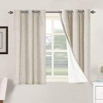 H.VERSAILTEX Primitive Linen Curtains 100% Blackout Curtain Drapes Burlap Curtains with White Thermal Insulated Liner, Grommet Top Drapes Living Room/Bedroom (2 Panels, 42 x 45 Inch, Natural)
