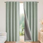 Joydeco Blackout Curtains for Bedroom - 84 Inch Long 100% Light Blocking 2 Panels Sage Green Drapes, Thermal Insulated Room Darkening Curtains, Linen Textured for Living Room, Rod Pocket & Back Tabs