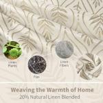 BGment Beige Linen Curtains for Living Room, French Country Leaf Jacquard Botanical Pattern Cottage Core Boho Vintage Grommet Light Filtering Semi Sheer Linen Curtains, 2 Panels, 52 x 84 Inch