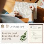 BGment Beige Linen Curtains for Living Room, French Country Leaf Jacquard Botanical Pattern Cottage Core Boho Vintage Grommet Light Filtering Semi Sheer Linen Curtains, 2 Panels, 52 x 84 Inch