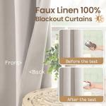 BGment Blackout Curtains for Bedroom 84 Inch Long - Linen Textured Thermal Insulated Total Sunlight Blocking Lightweight Bronze Grommet Window Drapes for Living Room, 2 Panels, 52 x 84 Inch, Natural