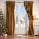 Lazzzy Gold Velvet Curtains Blackout Curtain Thermal Insulated Curtains for Bedroom Living Room Darkening Super Soft Luxury Drapes Sondproof Privacy Set of 2 Panels 52 by 90 Inch Gold Brown