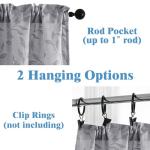 Chyhomenyc Mila Grey Kitchen Curtains 36 Inch Length Tier Curtains, Semi Sheer Leaf Jacquard Textured Small Cafe Curtains, Light Filtering Short Window Curtains for Bathroom, Each 30Wx36L, 2PCS