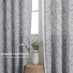 Chyhomenyc Mila Grey Kitchen Curtains 36 Inch Length Tier Curtains, Semi Sheer Leaf Jacquard Textured Small Cafe Curtains, Light Filtering Short Window Curtains for Bathroom, Each 30Wx36L, 2PCS