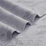 Chyhomenyc Mila Grey Kitchen Curtains 36 Inch Length Tier Curtains, Semi Sheer Leaf Jacquard Textured Small Cafe Curtains, Light Filtering Short Window Curtains for Bathroom, Each 30Wx36L, 2PCS