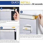 LazBlinds Cordless Cellular Shades, No Tools No Drill Blackout Honeycomb Shades Pleated Blinds for Windows, 34" W x 64" H, Silver White