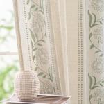 jinchan Winslow Linen Curtains for Bedroom 84 Inches Length Embroidered Bordered Floral Curtains for Living Room Farmhouse Decor Light Filtering Window Treatments Sage on Beige Drapes 2 Panels