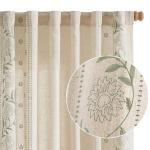jinchan Winslow Linen Curtains for Bedroom 84 Inches Length Embroidered Bordered Floral Curtains for Living Room Farmhouse Decor Light Filtering Window Treatments Sage on Beige Drapes 2 Panels
