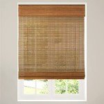 CALYX INTERIORS Cordless Bamboo Roman Shade Blind, Light Filtering, 34.5" W x 64" H, Ceylon Light Russet