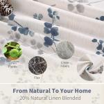 BGment Linen Curtains for Bedroom 63 Inch Length 2 Panels Set Floral Leaf Patterns, Light Filtering Window Privacy Curtains for Living Room Boho Farmhouse Vintage, Each 52 Inch Wide, Navy