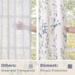 BGment Linen Curtains for Bedroom 63 Inch Length 2 Panels Set Floral Leaf Patterns, Light Filtering Window Privacy Curtains for Living Room Boho Farmhouse Vintage, Each 52 Inch Wide, Navy