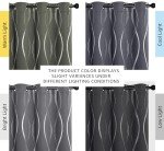 NICETOWN Grey Blackout Curtains 84 inch Length 2 Panels Set for Bedroom/Living Room, Noise Reducing Thermal Insulated Wave Line Foil Print Drapes for Patio Sliding Glass Door (52 x 84, Gray)