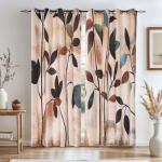 SUBRTEX Blackout Curtains 52Wx84L, Room Darkening Floral Curtains, Thermal Insulated 2 Panels Window Drapes, Boho Farmhouse Curtains for Living Room Bedroom Window Treatments, Brown
