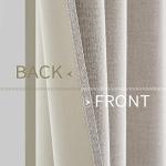 MIULEE 100% Blackout Linen Textured Curtains for Bedroom Solid Thermal Insulated Ivory Grommet Room Darkening Curtains & Drapes Luxury Decor for Living Room Nursery 52 x 84 Inch (2 Panels)