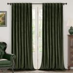 BGment Olive Green Velvet Curtains 84 Inch Length, Thermal Insulated Blackout Curtains Room Darkening Drapes with Back Tab and Rod Pocket for Living Room/French Door, Set of 2 Panels, 52 x 84 Inch