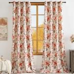 Pink Floral Curtains 84 Inch for Girl Bedroom Velvet Curtain Drapes with Whimsical Botanical Flower Pattern Aesthetic Anthropologie Modern Farmhouse Room Darkening Living Room Window Curtains,2 Panels