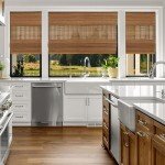 CALYX INTERIORS Cordless Bamboo Roman Shade Blind, Light Filtering, 34.5" W x 64" H, Ceylon Light Russet