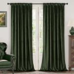 BGment Olive Green Velvet Curtains 84 Inch Length, Thermal Insulated Blackout Curtains Room Darkening Drapes with Back Tab and Rod Pocket for Living Room/French Door, Set of 2 Panels, 52 x 84 Inch