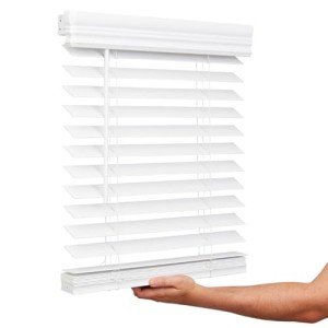 Lotus & Windoware Cordless, 2 Inch Faux Wood Blind, 34" Wide x 36" Long, Window Blinds, Blinds & Shades, Blinds for Indoor Windows, Smooth, Bright White, 34" x 36",Bright White