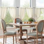 jinchan Small Window Curtains 45 Inch Length Linen Cafe Curtains for Kitchen Bathroom Bordered Floral Embroidered Short Drapes Rustic Farmhouse Light Filtering Curtain Set 2 Panels Green on Beige