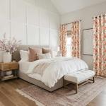 Pink Floral Curtains 84 Inch for Girl Bedroom Velvet Curtain Drapes with Whimsical Botanical Flower Pattern Aesthetic Anthropologie Modern Farmhouse Room Darkening Living Room Window Curtains,2 Panels