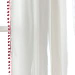 Lush Decor Pom Curtain | Textured, Solid Color Vintage Chic Style Window Panel for Living, Dining Room, Bedroom (Single), Pink, 50"W x 84"L