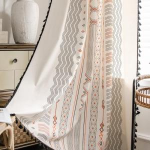 ColorBird Boho Curtains 2 Panels 84 Inches Length Orange Patterned Window Treatment Striped Geometric Aztec Western Curtain & Drapes for Living Bedroom Dining Room Boho Chic Deco