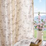 jinchan Linen Floral Curtains 84 Inch Farmhouse Country Flower Drapes Rustic Window Curtains Light Filtering for Living Room Bedroom Laundry Back Tab 2 Panels Taupe on Beige