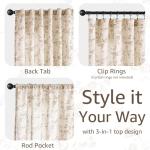 jinchan Linen Floral Curtains 84 Inch Farmhouse Country Flower Drapes Rustic Window Curtains Light Filtering for Living Room Bedroom Laundry Back Tab 2 Panels Taupe on Beige