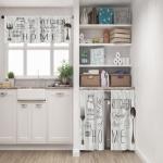 Emvency 36 Inch Kitchen Curtains White Farmhouse Rustic Window Curtains and Valances Set of 3, Vintage Fork Spoon Barn Country Wooden Wood Short Tier Curtain, Vintage Small Kitchen Decor